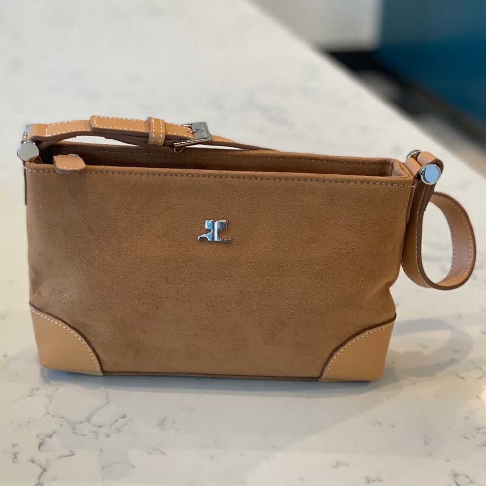 NEW Courreges Tan Khaki Suede Leather Bag Purse